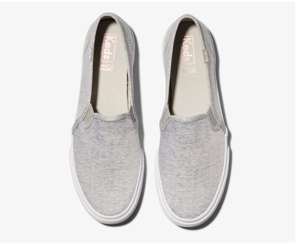 Slip Ons Keds Mujer Gris - Double Decker Heathered Woven - 182-ZRHBIC